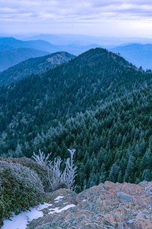 Cliff Top Winter Blue Hour Ii in the Great Smoky Mountains